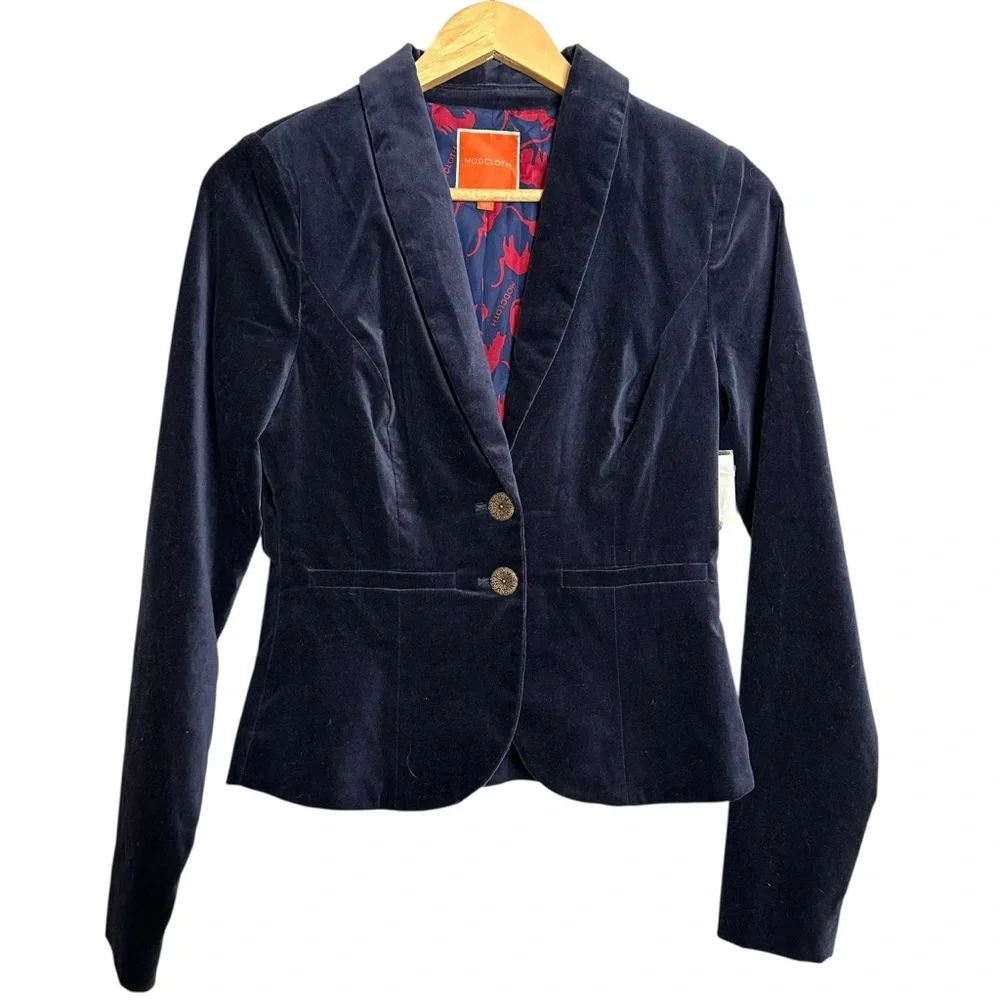 Modcloth Velvet Executive Two Button Blazer Size S NEW - Picture 2 of 10